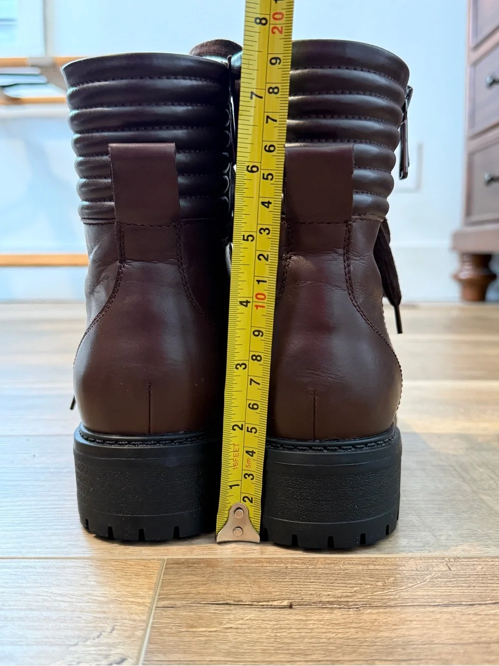 Blondo Waterproof Dark Brown Leather Lace-Up Combat Boots, Size 9.5